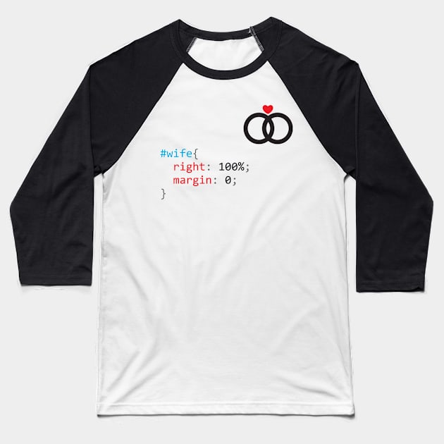CSS #wife right 100% - Funny Programming Jokes - Light Color Baseball T-Shirt by springforce